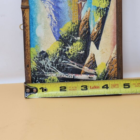 Vintage Puerto Rico Mountain Landscape 3D Picture With Bamboo Frame - Picture 7 of 7